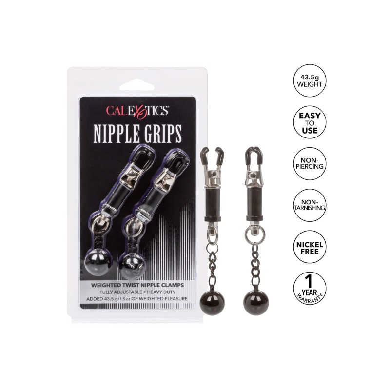 Weighted Twist Nipple Clamps Silver